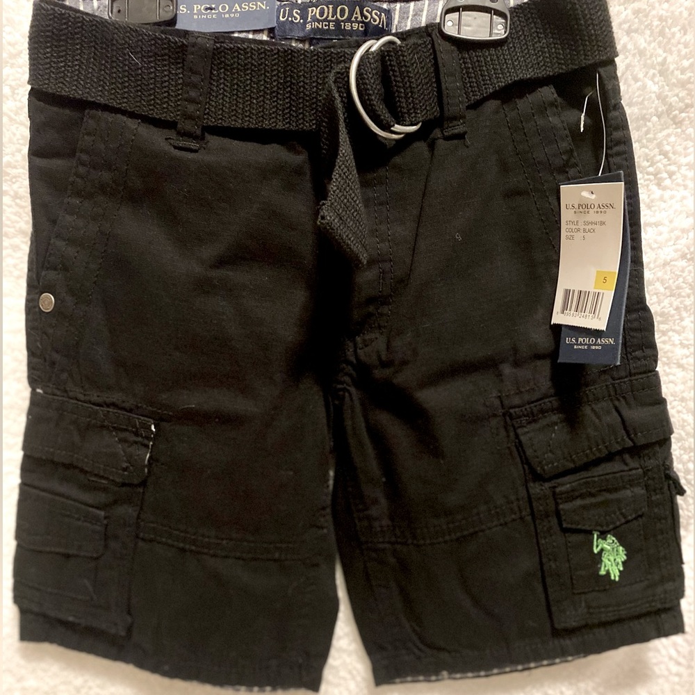 Boys black polo shorts